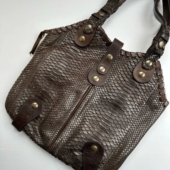 Chloe Brown Python Leather Tote Bag– Rare and Luxe. - Picture 1 of 9
